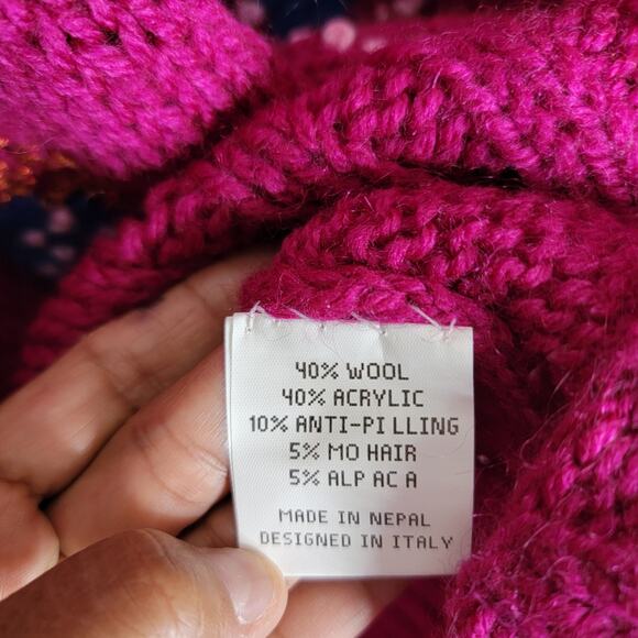 HAPPY SHEEP KNIT EMBROIDERED V-NECK SWEATER, SIZE L - Picture 5 of 7